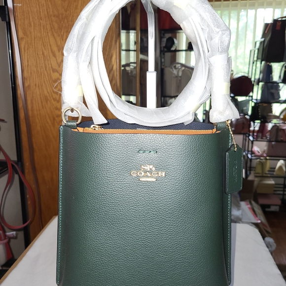 Coach Mollie Bucket Bag 22 In IM/Amazon Green - Picture 1 of 9